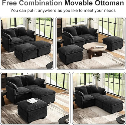 58" Cloud Couch Loveseat, Deep Seat Modular Sectional Sofa - Image 5