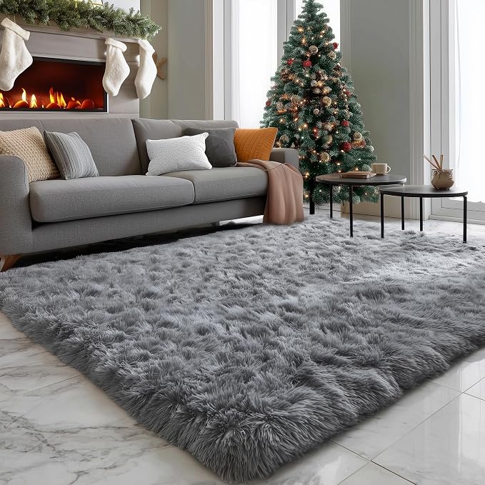 PAGISOFE Plush Area Rugs for Living Room 6x9 Ft, Ultra Soft Shaggy Grey Rugs - Image 4