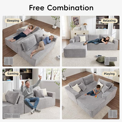 108" Boneless Couch, L-Shaped Modular Sectional Sofa - Image 5
