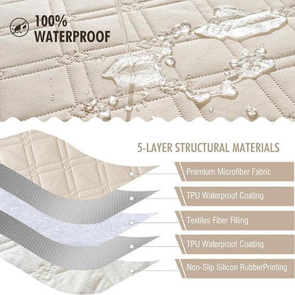 Genina Waterproof Couch Cover, Washable Anti-Slip 51 inch Loveseat Sofa Covers - Image 5
