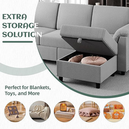 Vongrasig Convertible Sectional Couches Sofa, 3 Seat L Shaped Sofa - Image 5