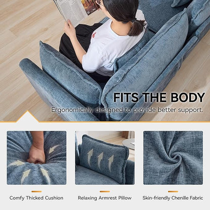 111'' Sectional Cloud Deep Seat Couch, Modern Comfy Chenille L Shaped Sectional - Image 4