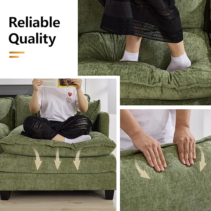 76'' Cloud Deep Seat Loveseat, Upholstered Chenille Modular 2-Seats Sectional - Image 5