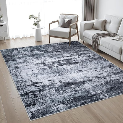 5x5 Area Rug Living Room Rug: Washable Modern Abstract Soft Thin Rug Indoor - Image 2