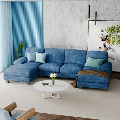 Furniwell Convertible Sectional Sofa Couch, 4 Seat Sofa Set by WellFurnitureHomeLifeWell