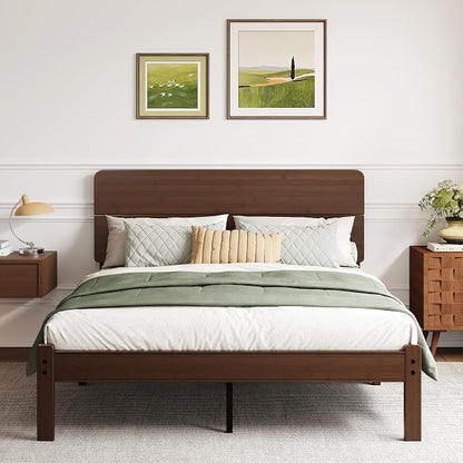 BOSRII 14in High Solid Bamboo Wood Platform Queen Size Bed Frame - Image 9