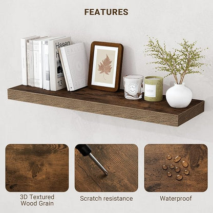 Acovy 48 Inch Floating Shelves, Wooden Shelves - Image 5