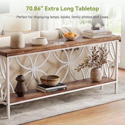 LITTLE TREE Sofa Table, 70.9 Inch Industrial Behind Couch Table - Image 7