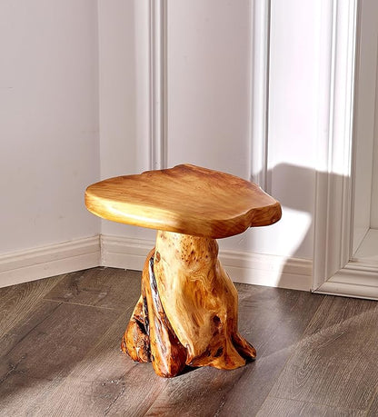 Cedar Wood Tree Stump Stool 13.5"x12"x14"H Live Edge Natural Coffee Side Table by Warmaxx-warmhomesweetdream