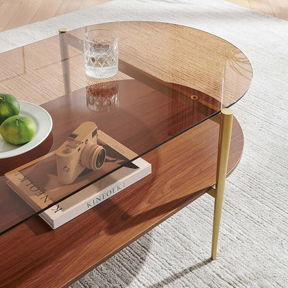 LumFurn X-Large Oval Glass Coffee Table, Mid-Century Modern Design, L47 x W24 x - Image 9