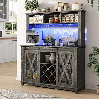 47"Wide 56"H Farmhouse Coffee Bar Cabinet by Hlivelood