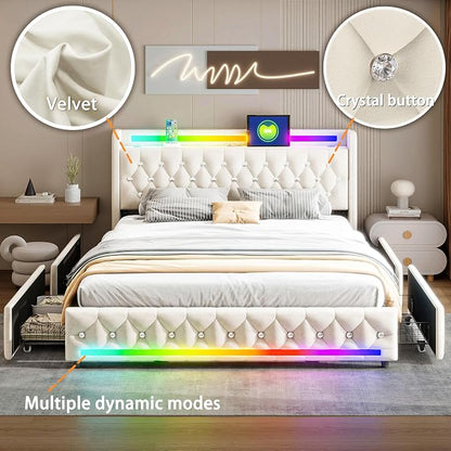 Music Player Bed with Bluetooth Speakers, Queen Size Smart Bed, USB&Type C - Image 9