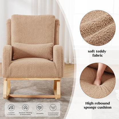 HCHAIRH Rocking Chair Nursery, Boucle Nursing Rocking Chairs, Upholstered - Image 5