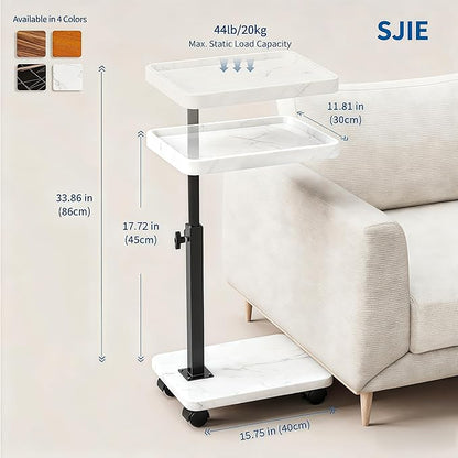 C Table End Table Adjustable Height, 360°Swivel TV Tray Table - Image 2