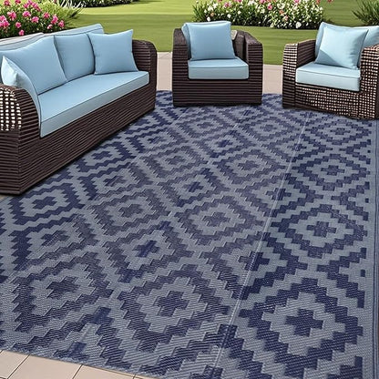 SAND MINE Reversible Mats, Plastic Straw Rug, Modern Area Rug, Large Floor Mat by SANDMIND