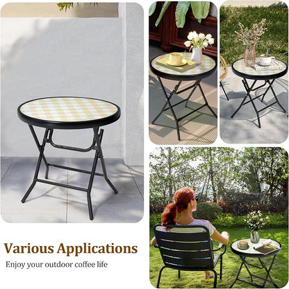 Foldable Patio Side Tables, 17.7" Small End Table Outdoor Weatherproof - Image 4