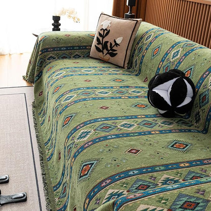 VClife Bohemian Couch Cover, Vintage Moroccan Tribal Geometric Chenille Couch - Image 5