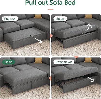 HONBAY Modular Sectional Sleeper Sofa Bed, Sectional Couch - Image 5