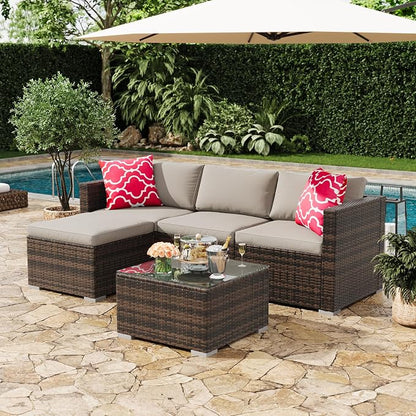GAOMON 5-Piece All-Weather Patio Furniture Set, Convertible Outdoor Sectional - Image 3