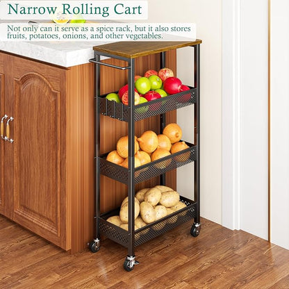 XYZLVSI Slim Storage Cart 4 Tier Fruit and Vegetable Baskets - Image 6