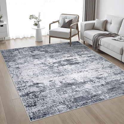 8x8 Area Rug Living Room Rug: Washable Modern Abstract Soft Thin Rug Indoor - Image 2