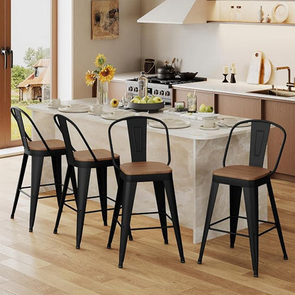 Andeworld Metal Bar Stools Set of 2, 24 inch Counter Height Barstools - Image 6