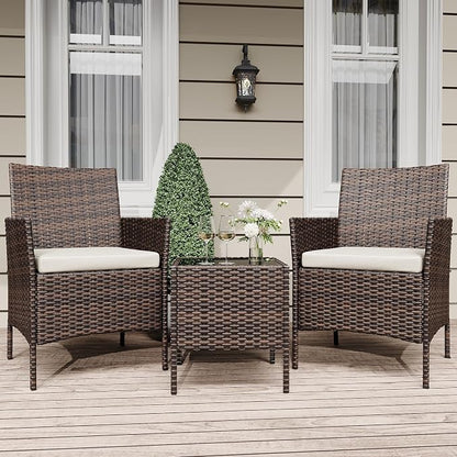 GarveeLife 3-Piece Patio Furniture Set, Rattan Outdoor Furniture by GarveeLife
