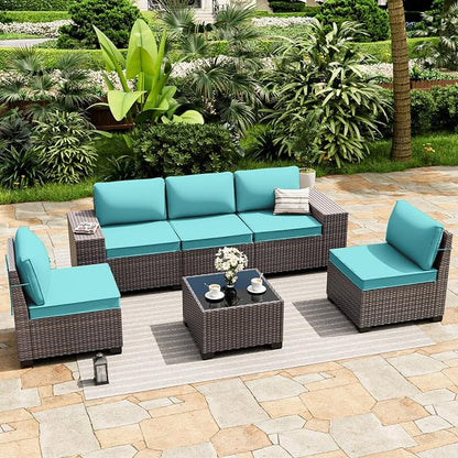 ALAULM 6 Pieces Patio Furniture Set, Oversized Seat/Armrest and High Back - Image 2