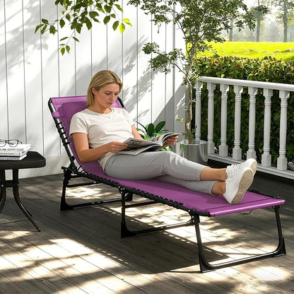 Outsunny Folding Chaise Lounge Chair, Patio Sun Tanning Chair, Outdoor Chaise - Image 7