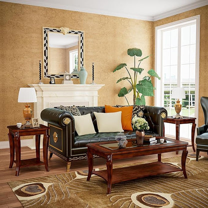 Traditional Distressed Farmhouse Style Coffee Table Set - Image 3