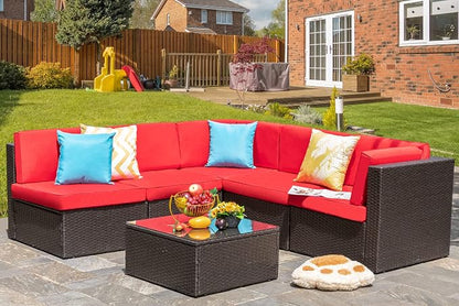 Vongrasig 6 Pieces Patio Furniture Set, Outdoor Sectional Sofa Couch, All - Image 8