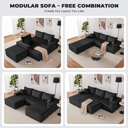Weture 108” Modular Sectional Couches, Modern Modular U-Shape Sofa - Image 3