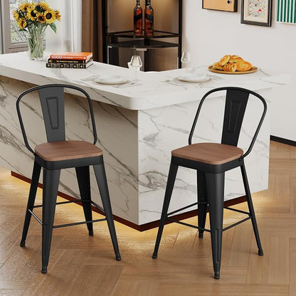 Andeworld Metal Bar Stools Set of 2, 24 inch Counter Height Barstools - Image 9
