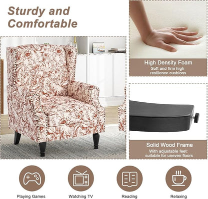 Pia Ricco High Back Floral Accent Chair - Image 4