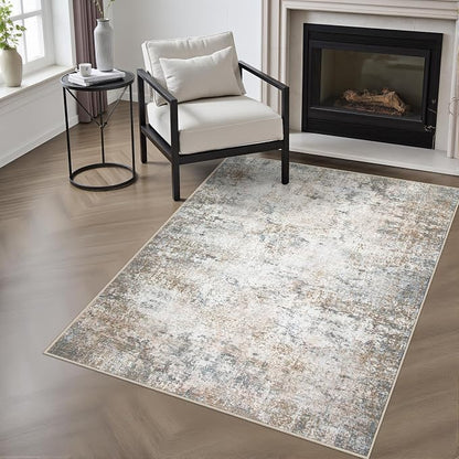 Washable Area Rug 3x5 Entryway Rug: Washable Modern Abstract Soft Thin Rug by FXRHLP