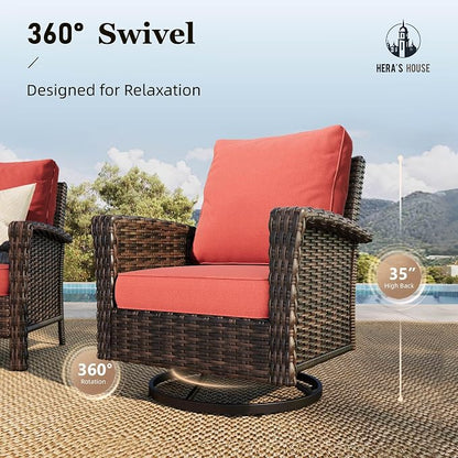 HERA'S HOUSE Red Patio Furniture Set, 6-Piece Outdoor Seating Conversation Sets - Image 4