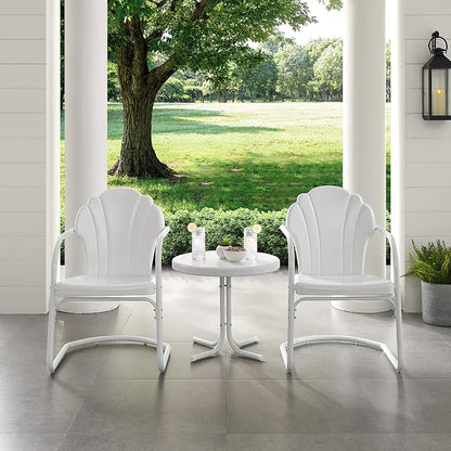 Crosley Furniture Tulip 3-Piece Outdoor Chair and Side Table Set, Retro Metal - Image 7