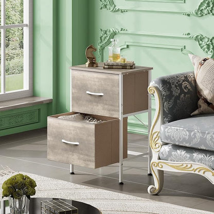WLIVE Night Stand, Greige Nightstand - Image 4