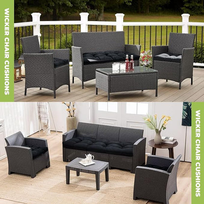 DANGHOOGY Wicker Chair Cushions, Waterproof Outdoor Loveseat Cushions - Image 5
