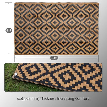 SAND MINE Reversible Mats, Plastic Straw Rug, Modern Area Rug, Large Floor Mat - Image 2