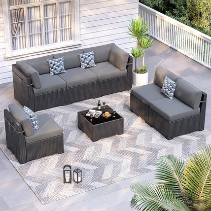 Patio Furniture Sets, 7-Piece Outdoor Patio Furniture by VonzoyHome