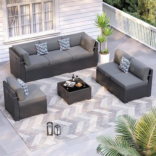 Patio Furniture Sets, 7-Piece Outdoor Patio Furniture by VonzoyHome