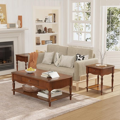 Living Room Table Set-One Rectangular Coffee Table and Two Square End Tables - Image 2