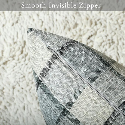 Stellhome Pack of 2 Linen Buffalo Check Throw Pillow Covers, Farmhouse Plaid - Image 3