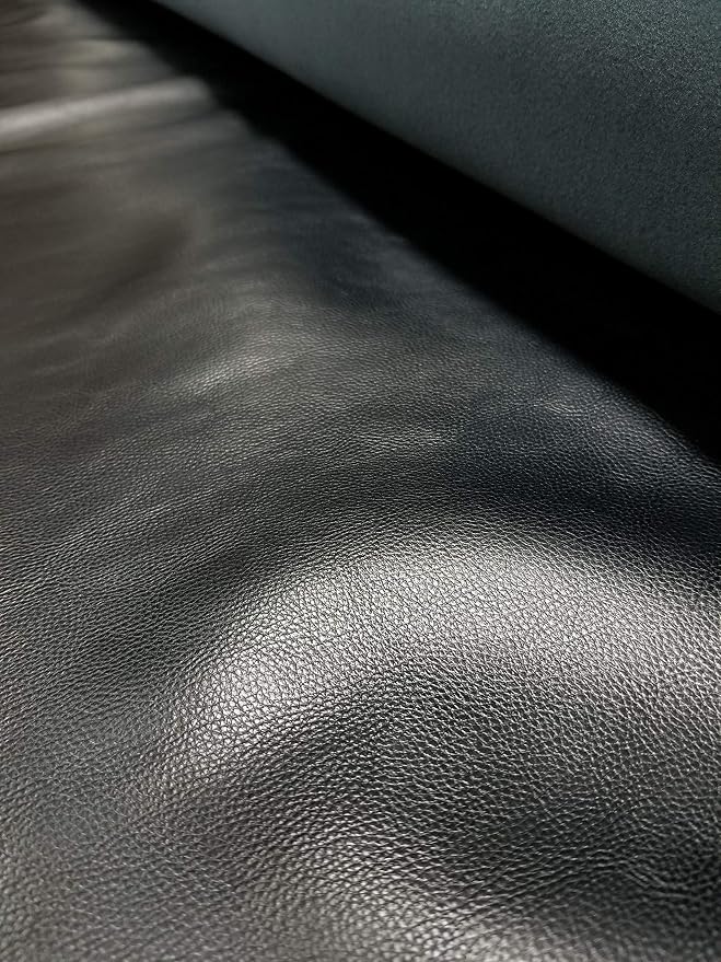 Black Soft Faux Vegan PU Leather by The Yard Synthetic Pleather 0.9 mm Nappa - Image 2