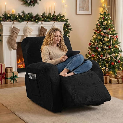 Recliner Chair Covers, 4-Piece Stretch Geometric Strokes Jacquard Reclining - Image 5