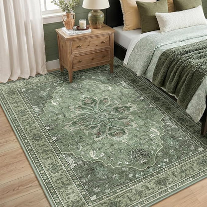 RELEANY Area Rugs 5'x7' Washable Non-Slip, Floral Vintage Distress Print - Image 3