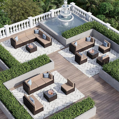 Aoxun 7 Piece Patio Furniture Set, All-Weather Wicker Outdoor Furniture 6 Seats - Image 4