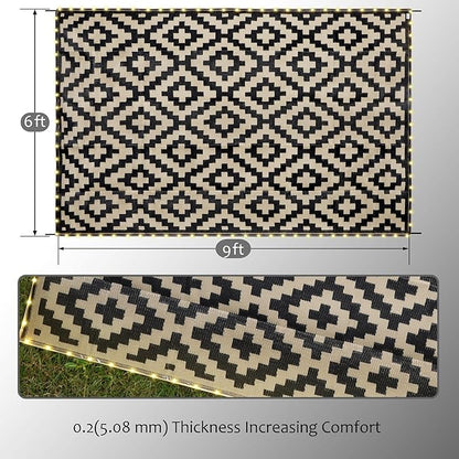 SAND MINE Reversible Mats with Led Strip Lights, Plastic Straw Rug, Modern Area - Image 2
