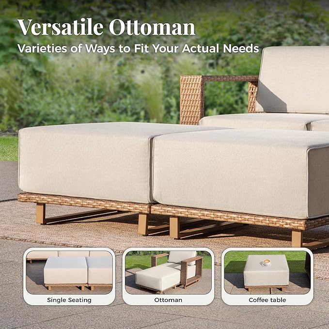 MIXPATIO Patio Sectional Furniture Set, 6 Piece Outdoor Wicker Sofa Couch Set - Image 5